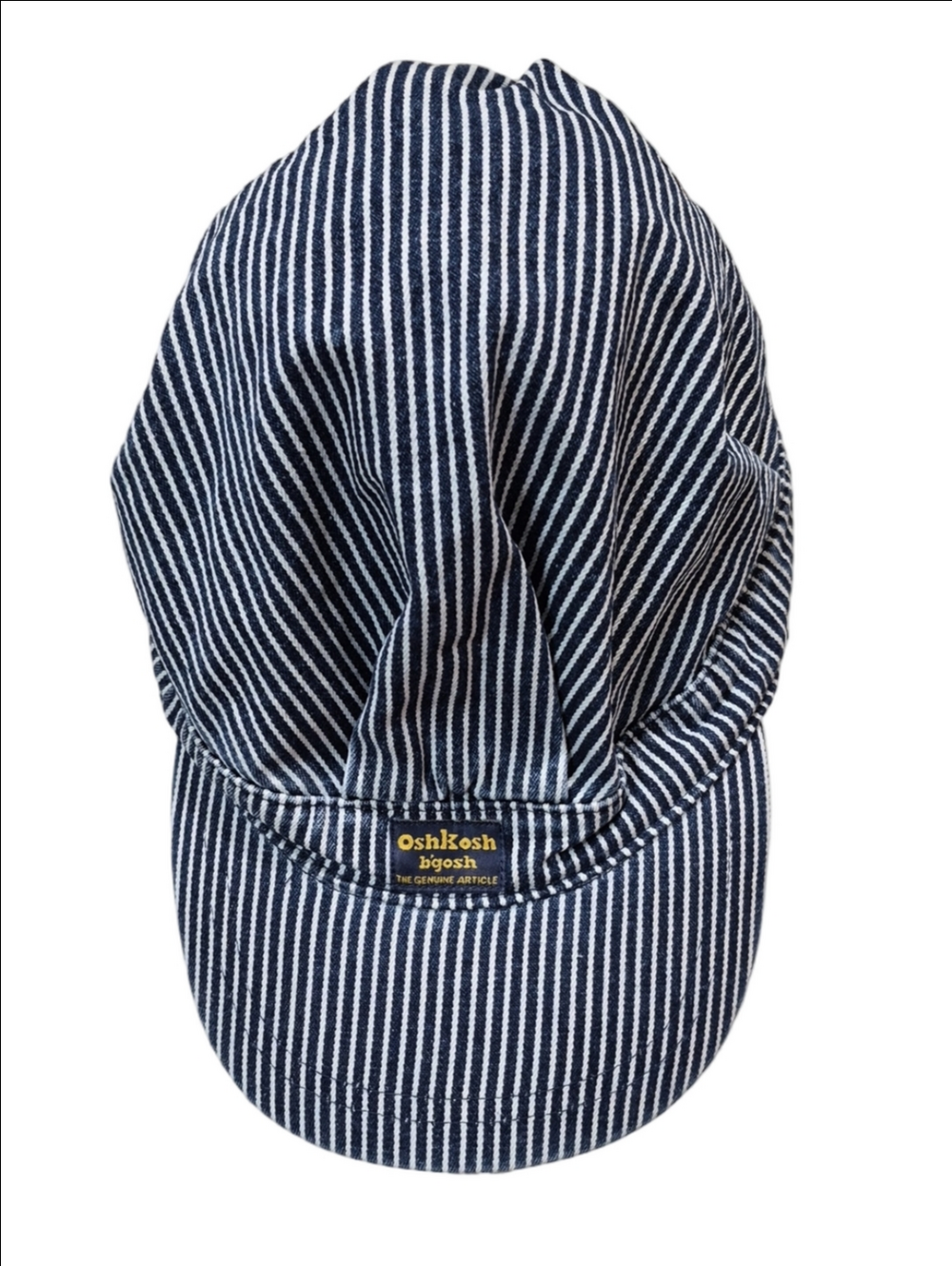 Vintage OshKosh B'gosh Hickory Stripe Railroad Engineer Hat Cap Blue White